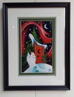 Framed Wolf Under Moonlight by Nathalie Parenteau