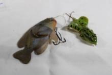 Two soft fishing lures. Used.