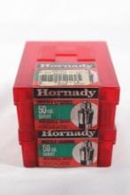 Two boxes of Hornady 50 cal sabot and 44 cal 300 gr JHP-XTP bullets. Approx count 29.