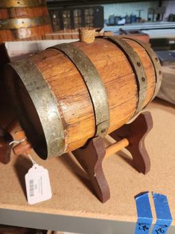 One small Bavarian style 1 gal beer keg, with stand. Man cave.