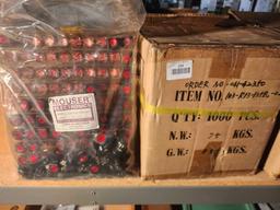 Box of MOUSER electronics LED on/off switches. New in box. 1000 count