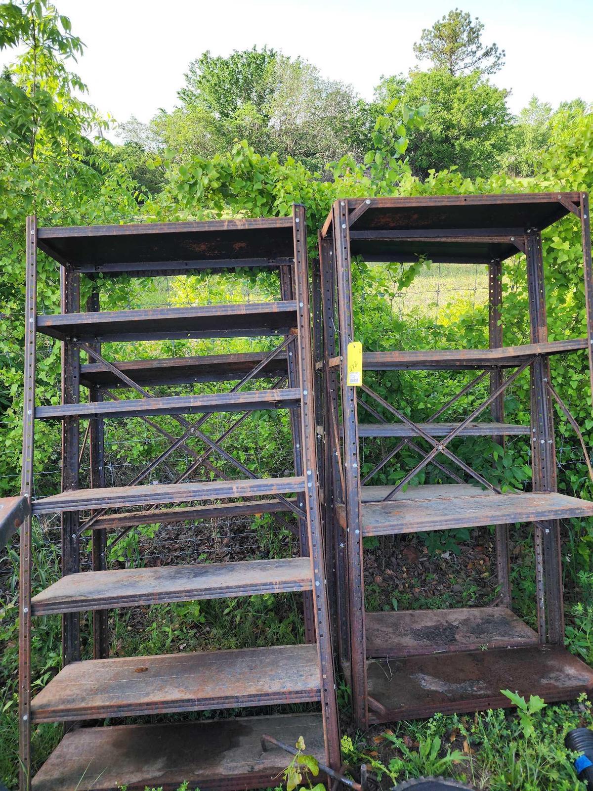 4 metal shelves