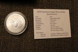 2018 1 oz American Eagle silver dollar coin