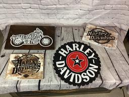 HARLEY DAVIDSON WALL ART AND PAINTED TABLE SAW BLADE
