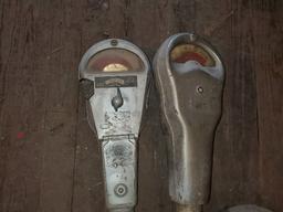 ROCKWELL PARKING METERS AND 2 STANCHIONS