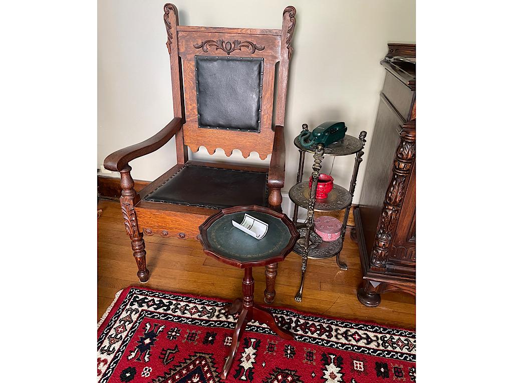 VINTAGE HIGHBACK CHAIR WITH 2 TABLES