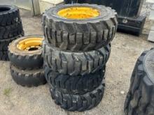 (4) 10-16.5 SKID LOADER RIMS AND TIRES