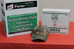 Green Power Fluid (5 Gallons),  Spectra Lube (10-16oz tubes), and FS Camo Hat.