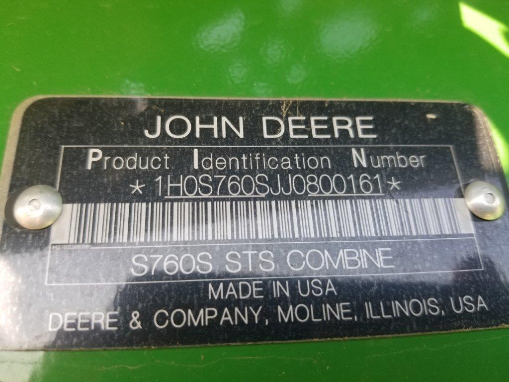 2018 John Deere S760 Combine