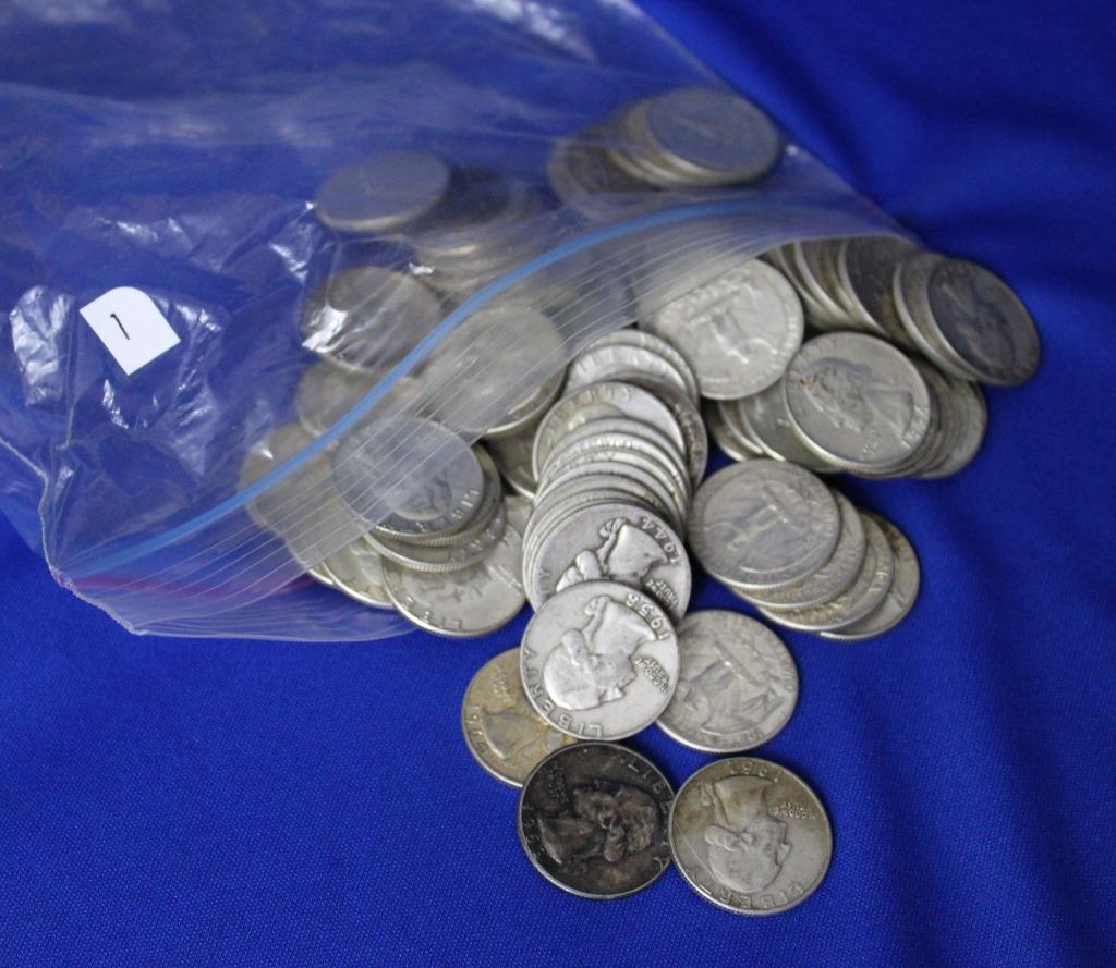 79 Silver Quarters; Various Dates