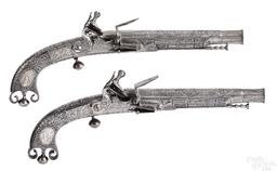 Matched pair of Scottish flintlock pistols