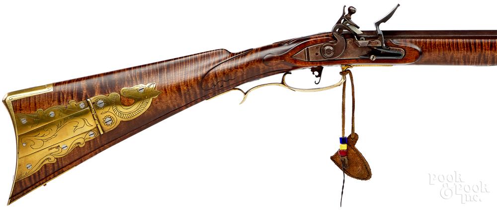 Contemporary carved Pennsylvania flintlock rifle