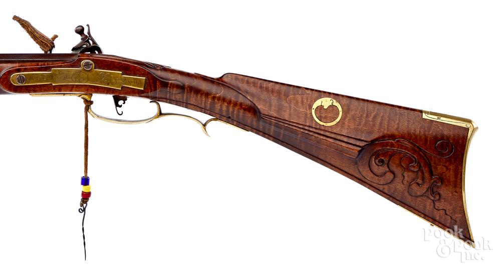 Contemporary carved Pennsylvania flintlock rifle