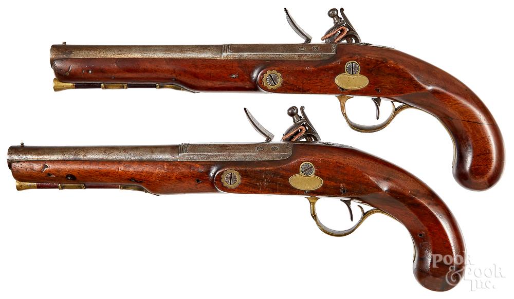 Pair of British flintlock pistols