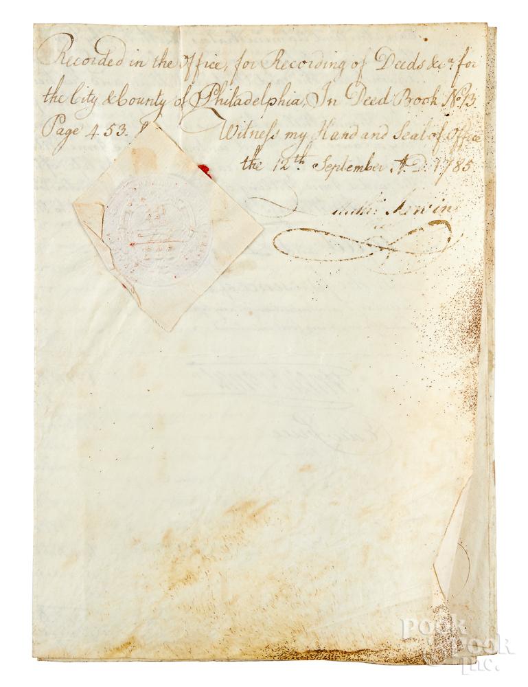 Thomas Willing signed vellum indenture