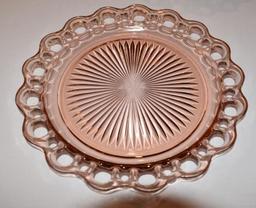 Depression Glass Serving Pcs (3) Pink Ring Bowls and Platter