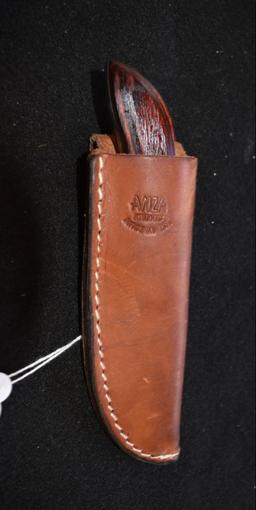 Anza Fixed Blade File Knife with leather sheath