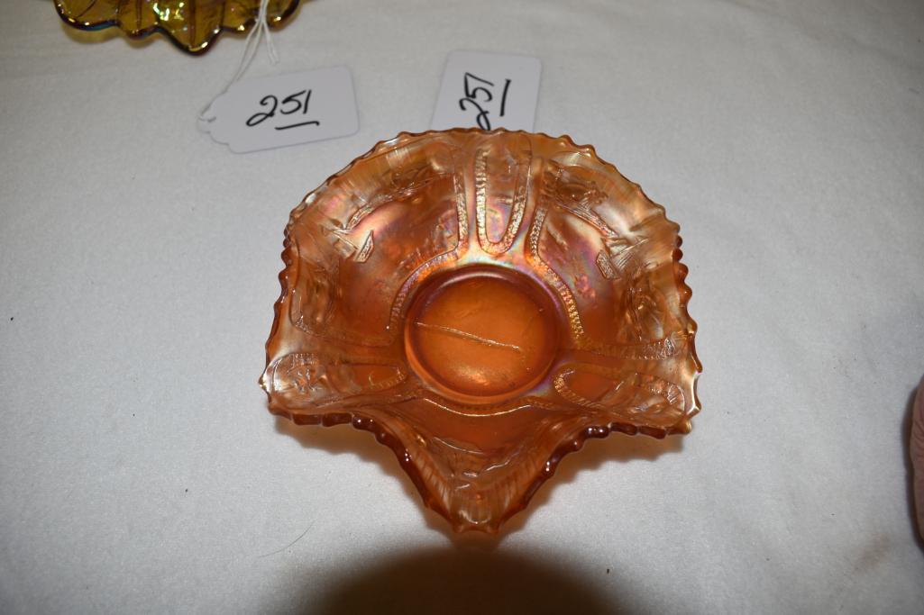 Marigold Amber Carnival Glass Pieces