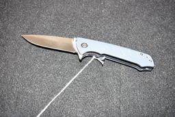 H & K folding Knife, Has been sharpened, Marking Faint on Left Side of Blade