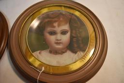 Porcelain Collector Plates: Dolls, Framed