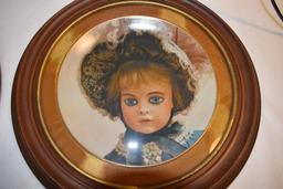 Porcelain Collector Plates: Dolls, Framed