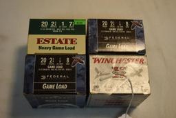 4 Boxes 20 Ga Shotshells 7 1/2 1 oz and # 8, 7/8oz