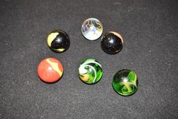 Grouping of Vintage Art Glass Swirl Marbles