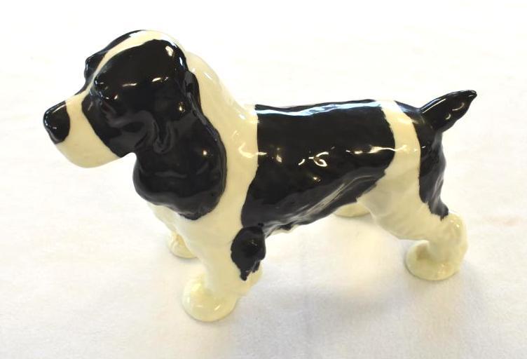 Black & White Spaniel Dog Figurine12 in