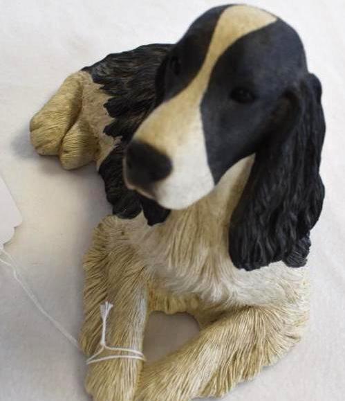 Black & White Springer Spaniel Sandcast Sculpture