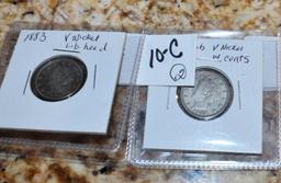 Liberty Head "V" Nickels: 1883 No Cents & 1902 with Cents