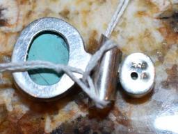 Sterling and Turquoise Pendants; Stamped 925 and one marked & Sgn. EJ; Beaded Bracelet (3 pcs )