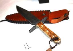 Old Forge Hunting Knife, fixed blade, stage handle, lanyard loop at end