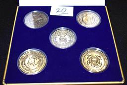 Veteran's Day 2009 "Honoring All Who Served" set of 5 Bronze Coins in Case