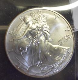 2000 Liberty American Eagle, ( 1 oz) Silver; Bright Mirror Shine, Unc.