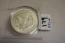 Super Key Date 1878 U S Morgan Silver Dollar with 7 Tail Feathers, 23rd reverse