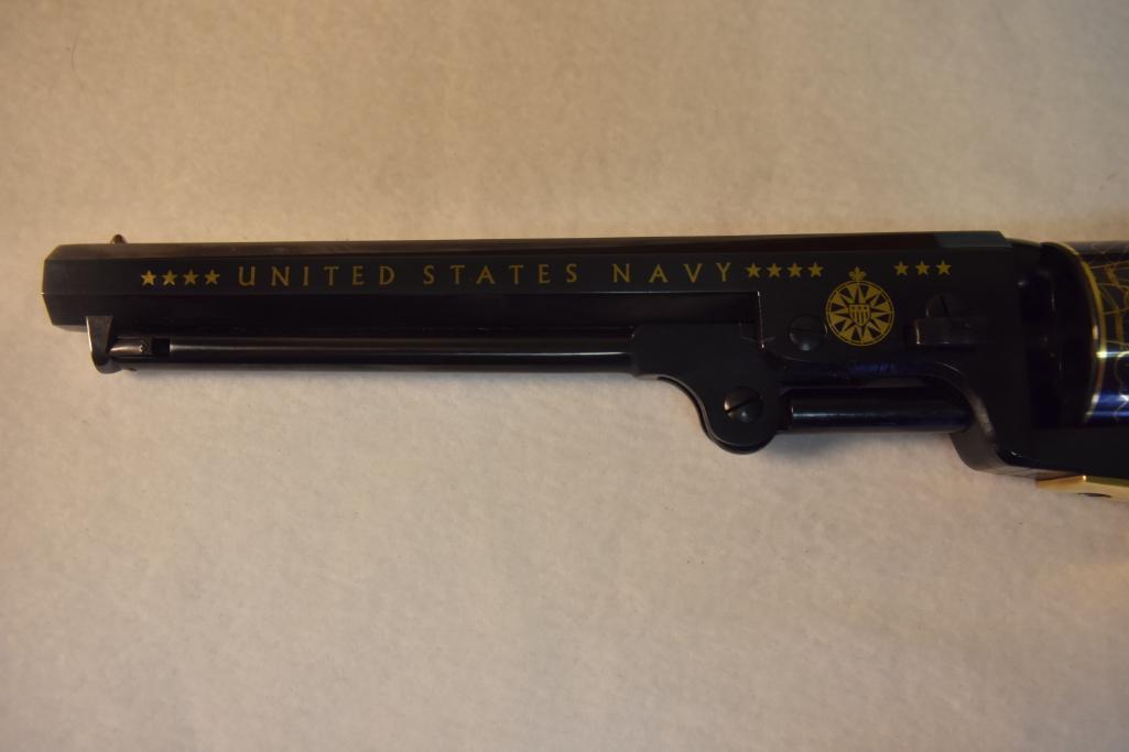 Presentation Cased United States Navy Percussion Revolver with Gold Details