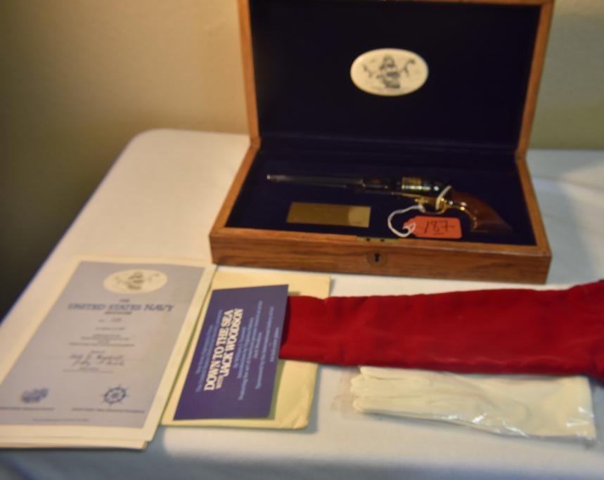 Presentation Cased United States Navy Percussion Revolver with Gold Details