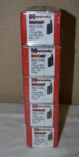 Brass Hornady Interlock 303 Bullets, Factory Unopened Boxes