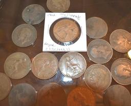 Grouping of Foreign Large Cents 46 pcs, Various Dates and Conditions, Lt 1800's-Early 1900'