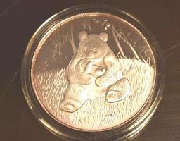 Panda Bear .999 Fine Silver Round, 1 Oz, Uncirculated, Back Plain for Engraving