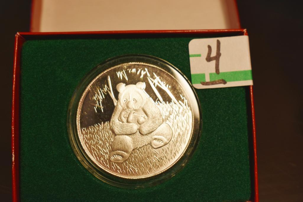 Panda Bear .999 Fine Silver Round, 1 Oz, Uncirculated, Back Plain for Engraving