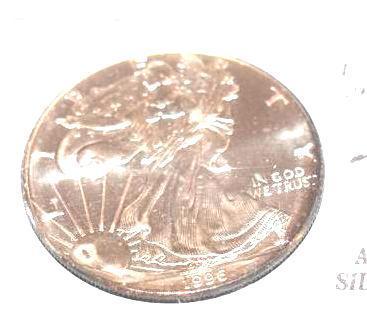 American Silver Eagle Dollar, key date 1996 one troy oz .999 fine
