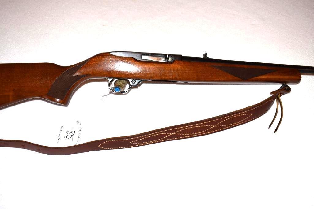 Ruger 10-22 Rifle, One piece hardwood checkered stock, Front blade sight, good bore, 18 inch barrel