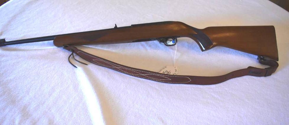 Ruger 10-22 Rifle, One piece hardwood checkered stock, Front blade sight, good bore, 18 inch barrel