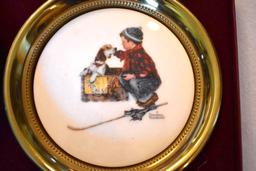 Set of 4 Vintage Gorham Coasters: Norman Rockwell designs