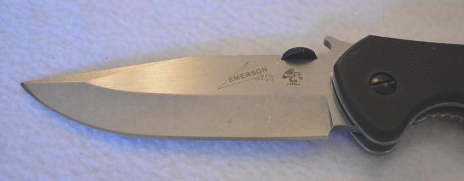 Emerson Knife Design: Kershaw 6034 KAI, finger rest in handle, Thumb rest top of blade, Pkt clip 8"