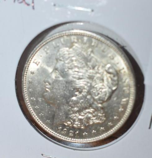 1921 U S Morgan Silver Dollar, Exc Cond. Full lines on Eagle Wings