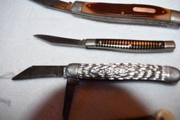 Group of 4 Vintage Folding Knives: Old Timer, super Razor by Imperial; Adv Comp.of Bemidji Creamery,