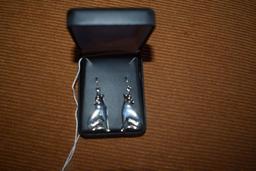 Pair of Sterling Silver Earrings, Coyotes, Wire loop