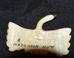 Custom Carved Ivory Bird, Eskimo Artifact, Signed by A. Mazoma, Nome